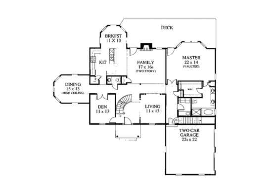 Floor Plan - Main Floor for Classical House Plan #1053-6 - 4 bed, 2.5 bath