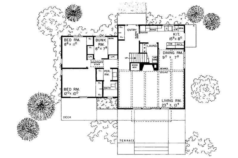 Home Plan - Floor Plan - Main Floor for Contemporary House Plan #72-630 - 4 bed, 3 bath