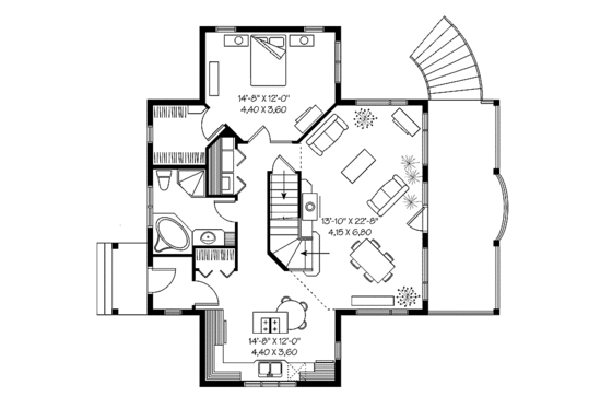Floor Plan - Main Floor for Country House Plan #23-2367 - 2 bed, 2 bath