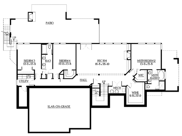 Architectural House Design - Craftsman Floor Plan - Lower Floor Plan #132-275