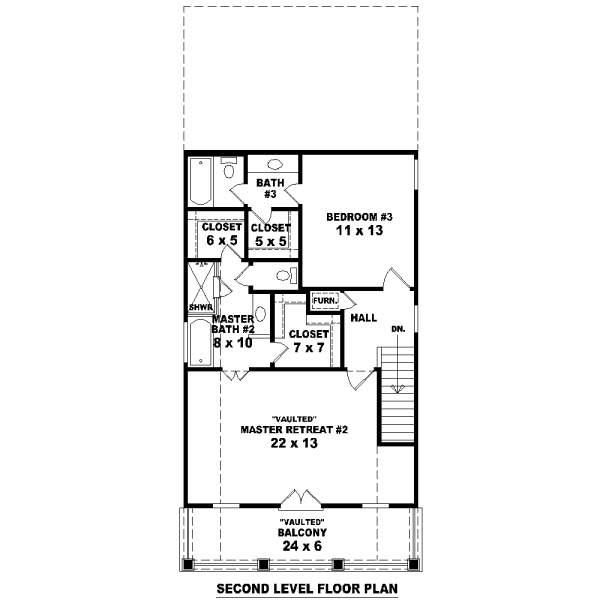 Southern Floor Plan - Upper Floor Plan #81-13614