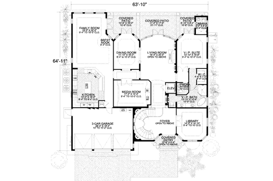 Floor Plan - Main Floor for Mediterranean House Plan #420-296 - 5 bed, 6.5 bath