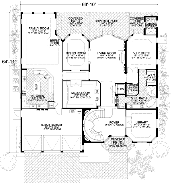 Mediterranean Floor Plan - Main Floor Plan #420-296