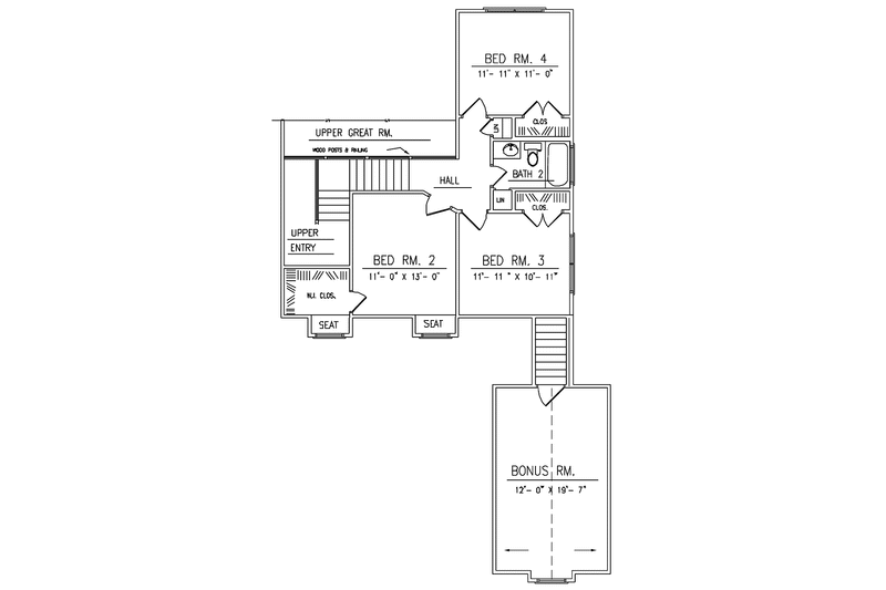 Home Plan - Floor Plan - Upper Floor for Country House Plan #42-683 - 4 bed, 2.5 bath
