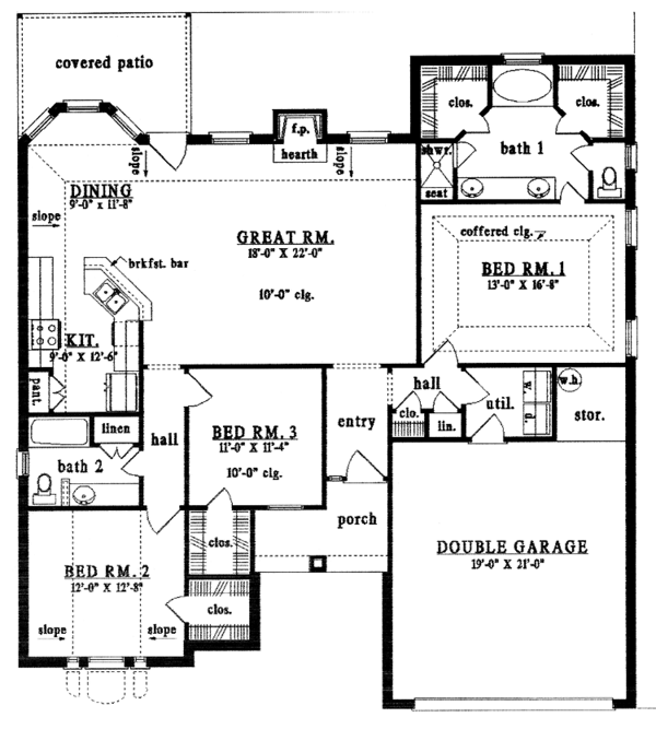 House Plan Design - Ranch Floor Plan - Main Floor Plan #42-562