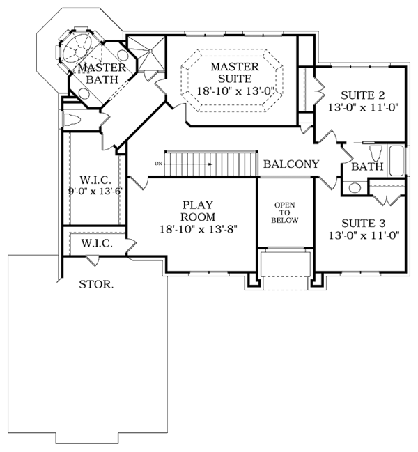 House Design - Colonial Floor Plan - Upper Floor Plan #453-362