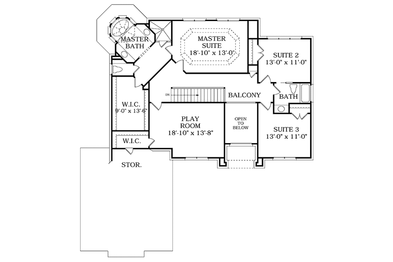 Home Plan - Floor Plan - Upper Floor for Colonial House Plan #453-362 - 5 bed, 4 bath