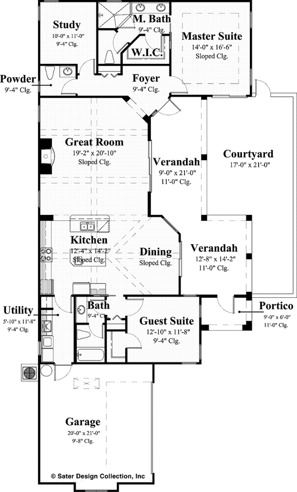 Architectural House Design - Mediterranean Floor Plan - Main Floor Plan #930-431