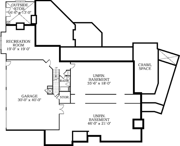 Architectural House Design - European Floor Plan - Lower Floor Plan #453-198