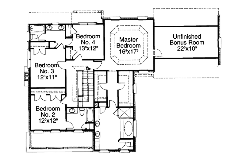 Home Plan - Floor Plan - Upper Floor for Classical House Plan #429-182 - 4 bed, 3.5 bath