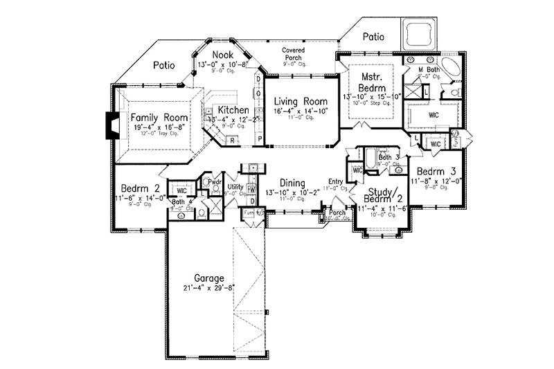 Home Plan - Floor Plan - Main Floor for Country House Plan #52-263 - 4 bed, 3.5 bath
