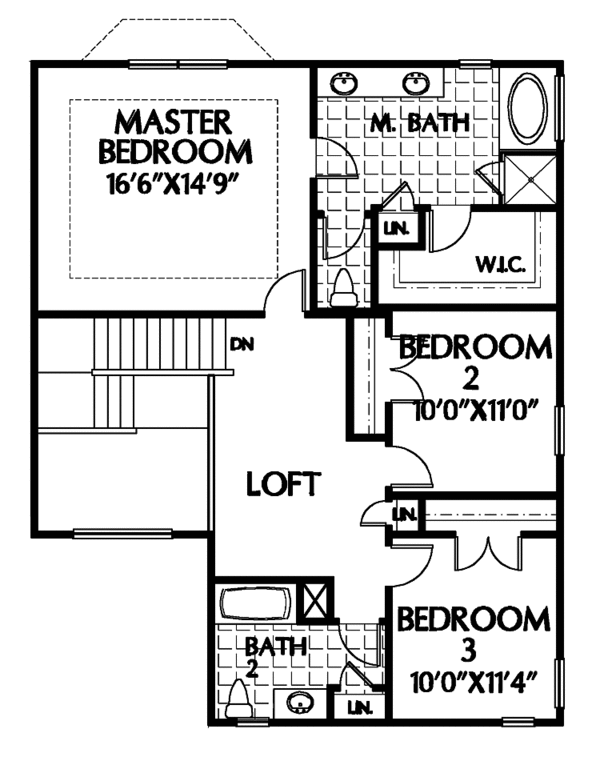 Dream House Plan - Country Floor Plan - Upper Floor Plan #999-65