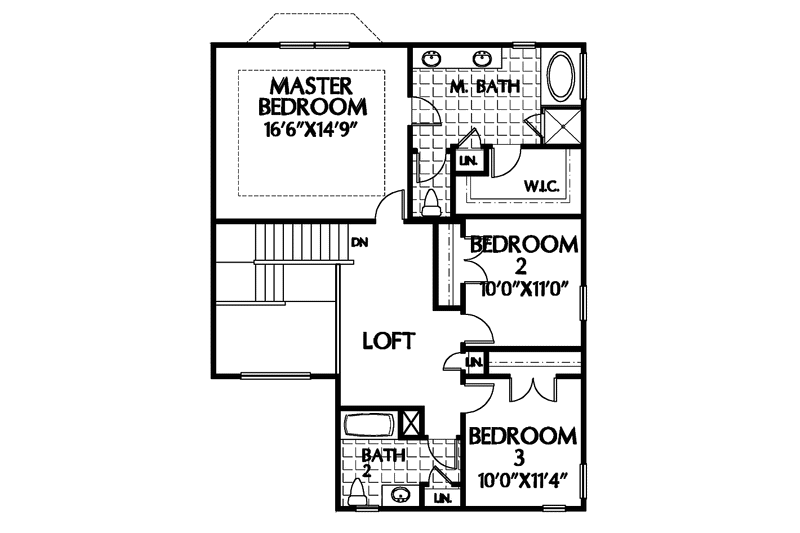 Dream House Plan - Floor Plan - Upper Floor for Country House Plan #999-65 - 4 bed, 2.5 bath