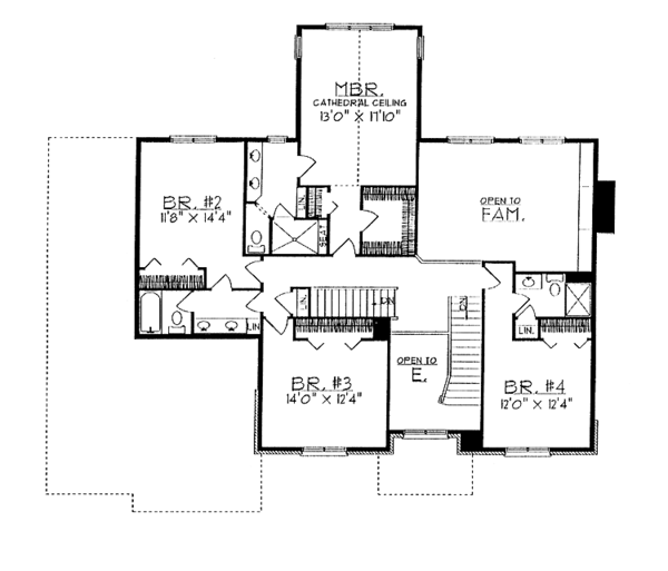 House Plan Design - Colonial Floor Plan - Upper Floor Plan #70-1315