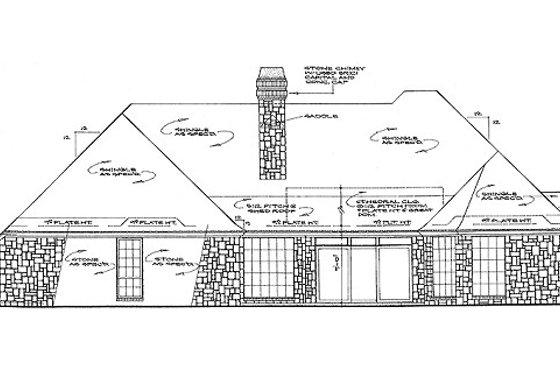 Exterior - Rear Elevation for European House Plan #310-729 - 4 bed, 3.5 bath