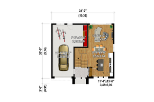 Floor Plan - Main Floor for European House Plan #25-5023 - 2 bed, 1 bath