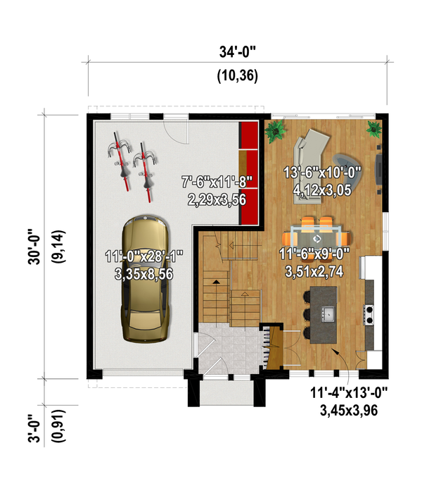 European Floor Plan - Main Floor Plan #25-5023