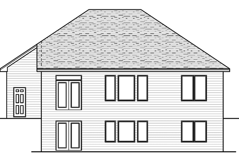 Home Plan - Exterior - Rear Elevation for European House Plan #51-590 - 2 bed, 1 bath