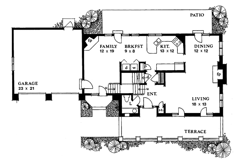 Dream House Plan - Floor Plan - Main Floor for Country House Plan #1016-47 - 3 bed, 2.5 bath