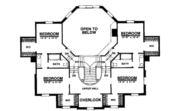 House Blueprint - Colonial Floor Plan - Upper Floor Plan #1016-55