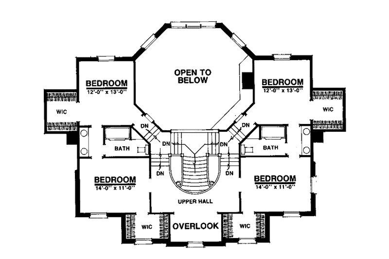 House Blueprint - Floor Plan - Upper Floor for Colonial House Plan #1016-55 - 5 bed, 3.5 bath