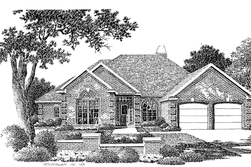 House Blueprint - Exterior - Front Elevation 3 for Ranch House Plan #310-1003 - 4 bed, 2.5 bath