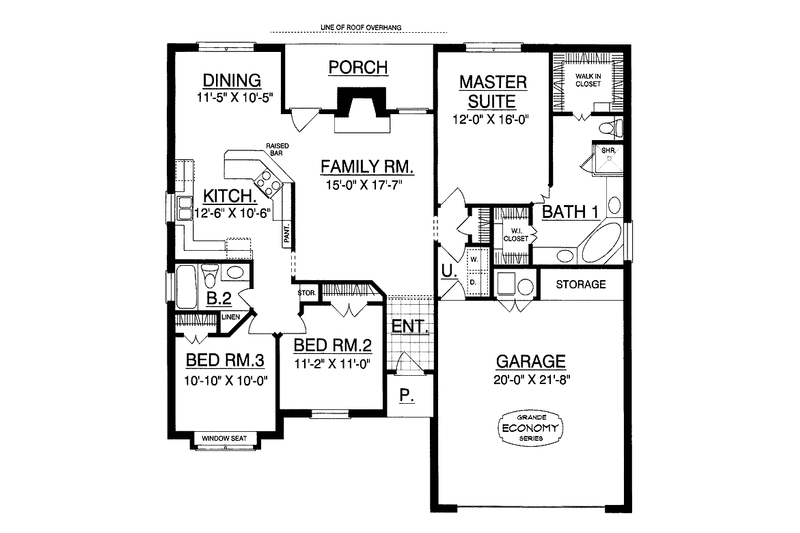 Dream House Plan - Floor Plan - Main Floor for Traditional House Plan #40-499 - 3 bed, 2 bath