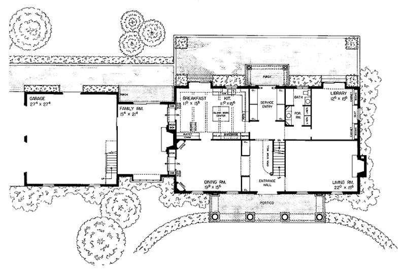 Home Plan - Floor Plan - Main Floor for Classical House Plan #72-605 - 3 bed, 4 bath