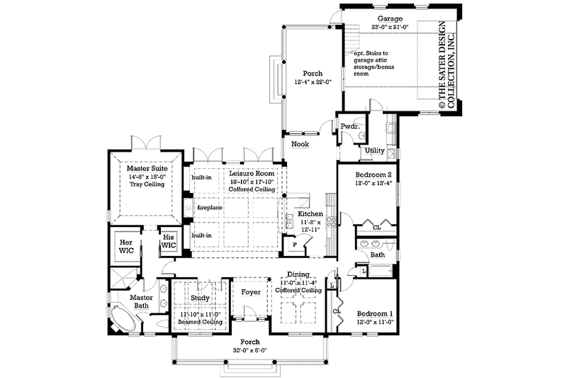 Home Plan - Floor Plan - Main Floor for Country House Plan #930-218 - 3 bed, 2.5 bath