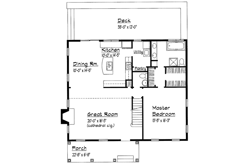 Dream House Plan - Floor Plan - Main Floor for Country House Plan #1051-9 - 3 bed, 2.5 bath