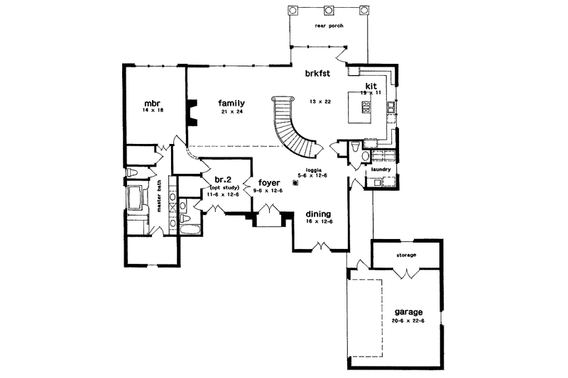 Home Plan - Floor Plan - Main Floor for Country House Plan #301-126 - 5 bed, 3.5 bath