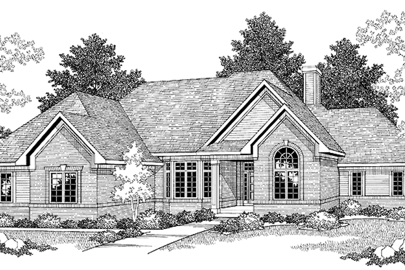 Home Plan - Exterior - Front Elevation 3 for Mediterranean House Plan #70-1365 - 2 bed, 2.5 bath