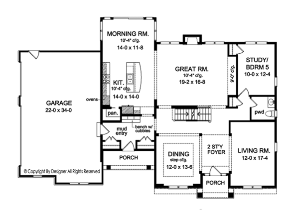 Colonial Floor Plan - Main Floor Plan #1010-175