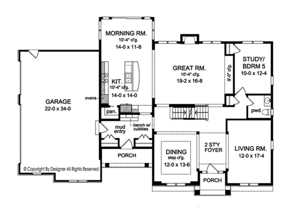 House Design - Colonial Floor Plan - Main Floor Plan #1010-175