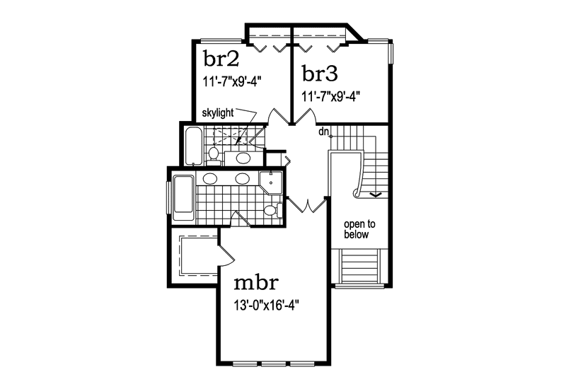House Blueprint - Floor Plan - Upper Floor for Prairie House Plan #47-1054 - 4 bed, 2.5 bath