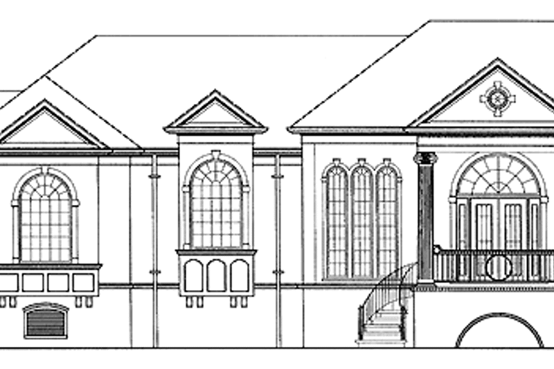 Home Plan - Exterior - Front Elevation 3 for Mediterranean House Plan #54-187 - 3 bed, 4 bath