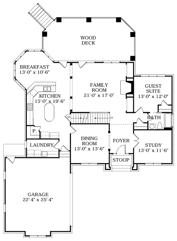House Blueprint - Colonial Floor Plan - Main Floor Plan #453-362
