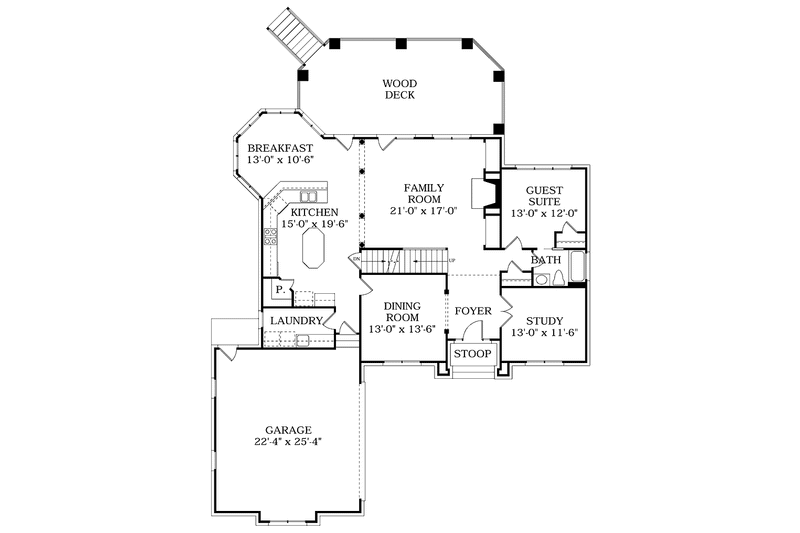 Home Plan - Floor Plan - Main Floor for Colonial House Plan #453-362 - 5 bed, 4 bath