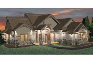 Architectural House Design - Prairie Exterior - Front Elevation Plan #937-18
