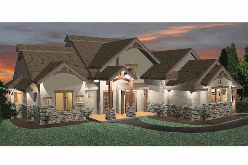 Architectural House Design - Prairie Exterior - Front Elevation Plan #937-18