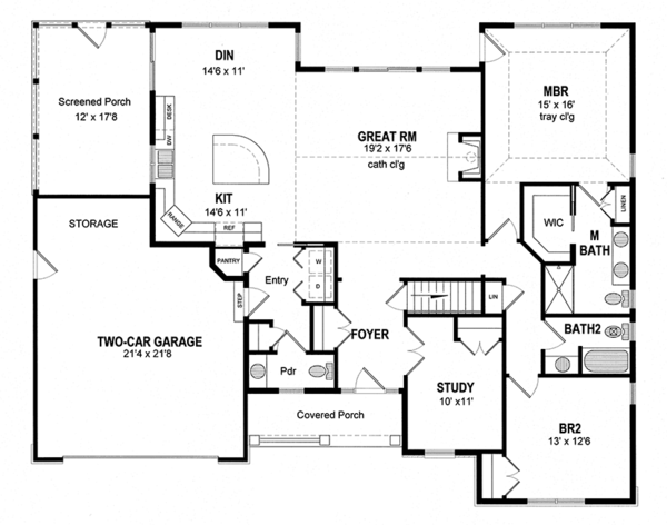 Home Plan - Ranch Floor Plan - Main Floor Plan #316-286