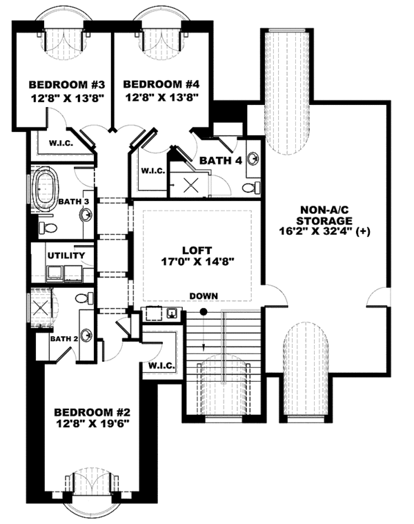 House Blueprint - Mediterranean Floor Plan - Upper Floor Plan #1017-133