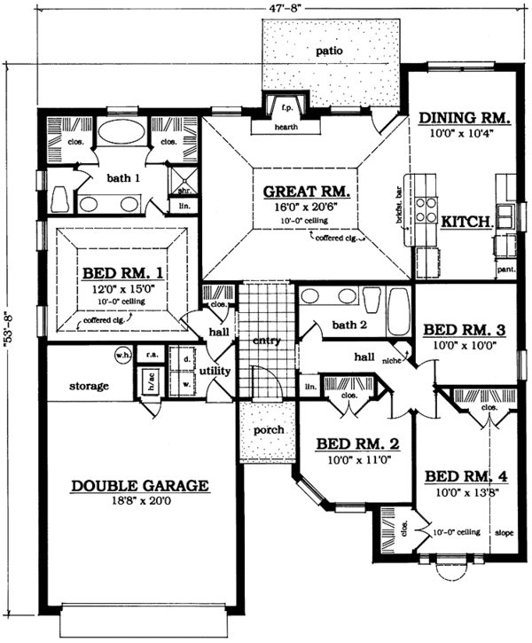 Architectural House Design - Country Floor Plan - Main Floor Plan #42-662
