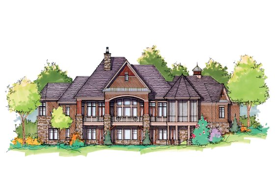 Exterior - Rear Elevation 4 for European House Plan #929-896 - 5 bed, 5.5 bath