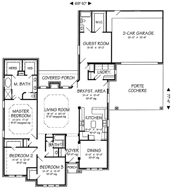 House Blueprint - Country Floor Plan - Main Floor Plan #968-13