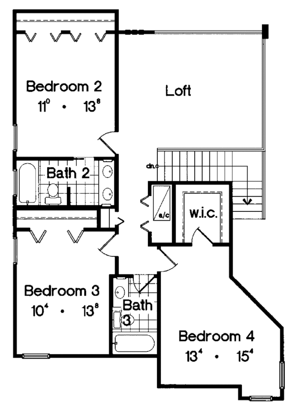 House Plan Design - Mediterranean Floor Plan - Upper Floor Plan #417-550