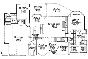 Floor Plan - Main Floor for European House Plan #52-186 - 4 bed, 4.5 bath