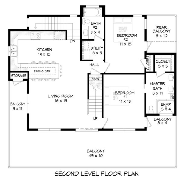 Contemporary Floor Plan - Upper Floor Plan #932-510