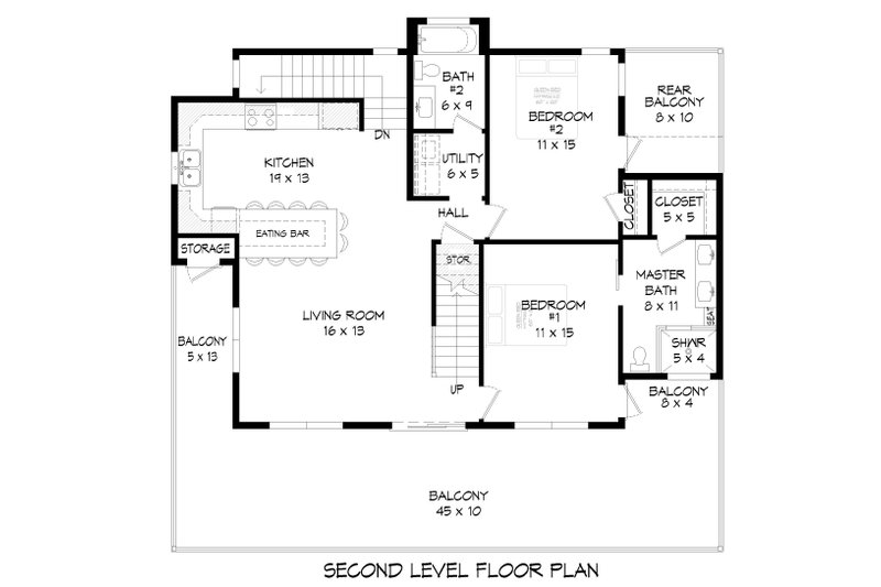 Home Plan - Floor Plan - Upper Floor for Contemporary House Plan #932-510 - 5 bed, 4 bath