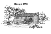 Contemporary Style House Plan - 3 Beds 2 Baths 1470 Sq/Ft Plan #72-1035 Exterior 